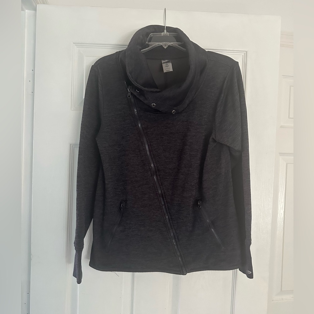 Champion Dark Gray Asymmetrical Turtleneck Sweatshirt Duo Dry